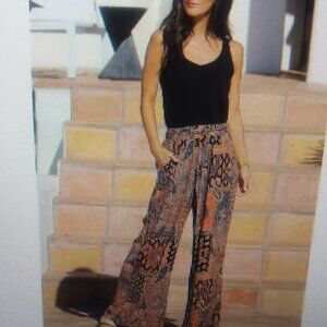 A new pair of paisley printed wide leg pants.